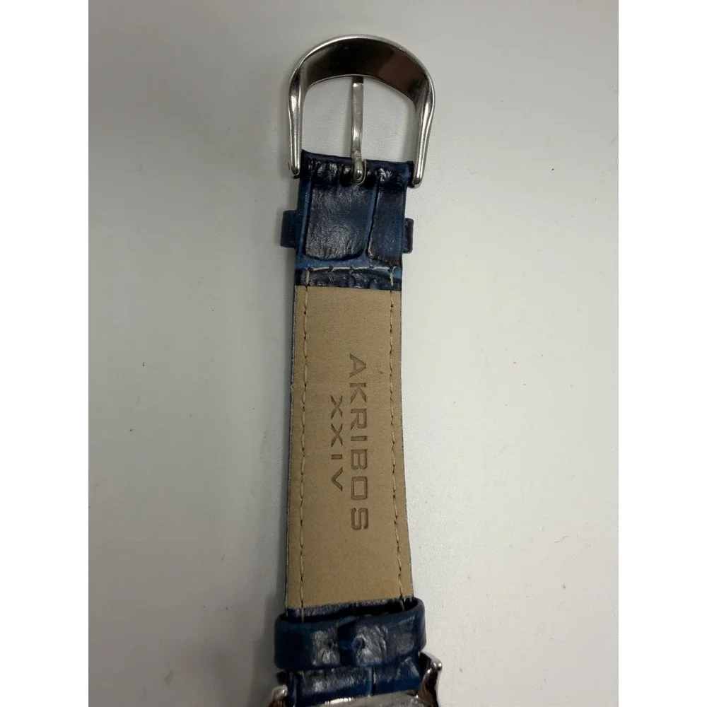 Akribos XXIV New Battery Diamond Mens Watch AK464BU 35MM 7.75